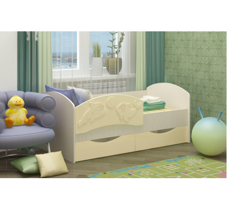 Детская маленькая кровать Дельфин-3 от 3 лет с бортами МДФ, спальное место 1,6х0,8 м